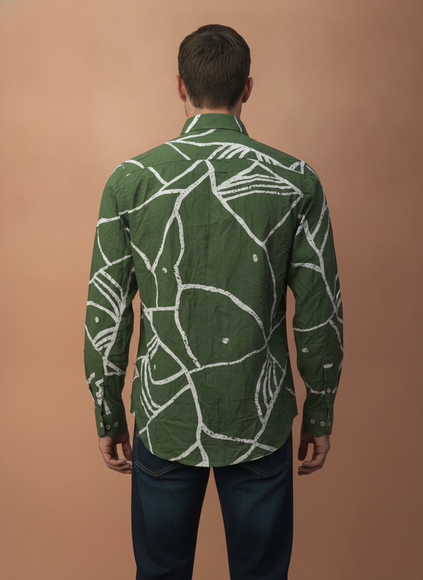 Men'S Premium Rayon Shirt With Jungle Print In Full Sleeve And Black Color