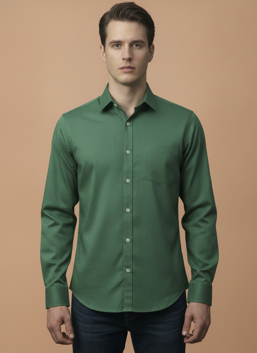 Premium Cotton Lycra Satin Sea Green Shirt