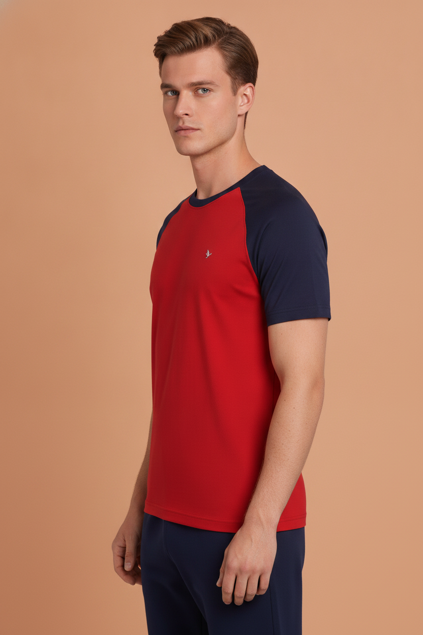 Mens Premium Cotton Raglan Half Sleeve Crew Neck T-Shirts