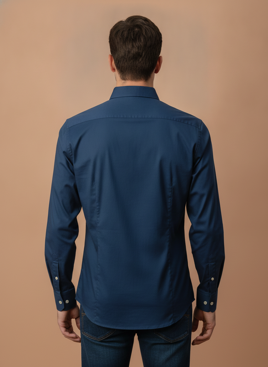 Navy  Shirt With Premium Cotton Lycra
