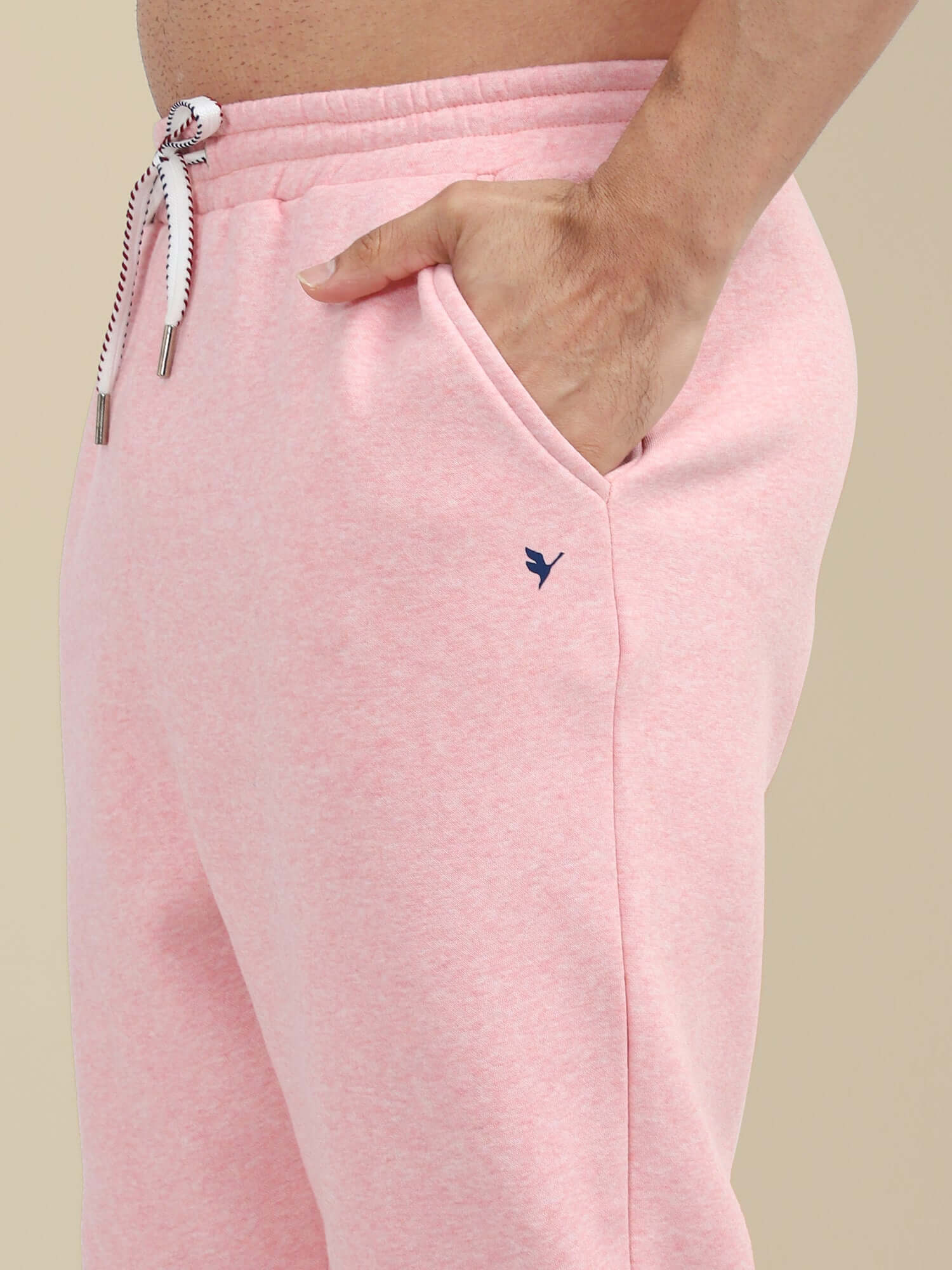Mens Cotton Fleece Pink Winter Shorts
