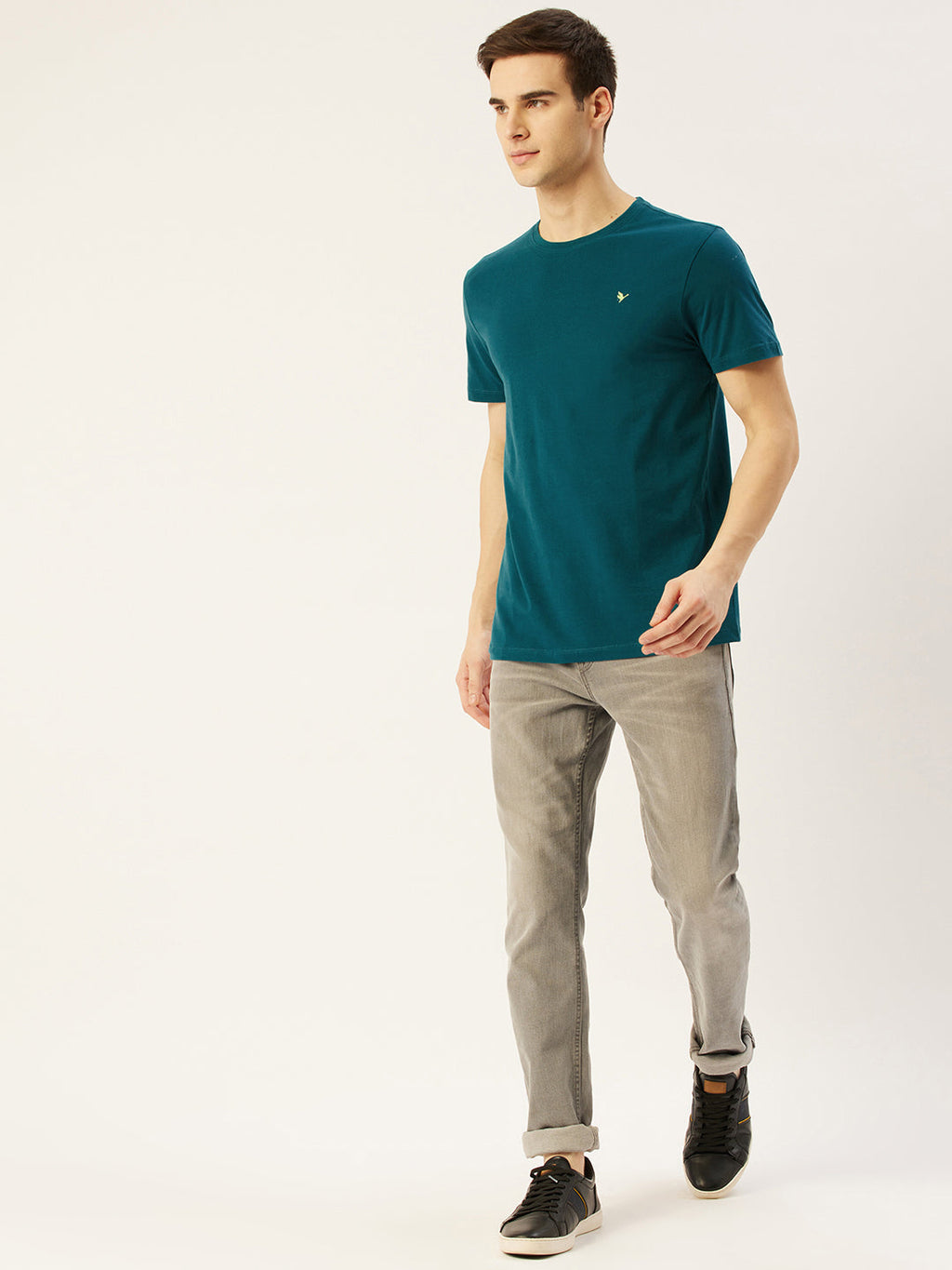 Mens Premium Cotton Lycra Solid Half Sleeve Crew Neck T-Shirts