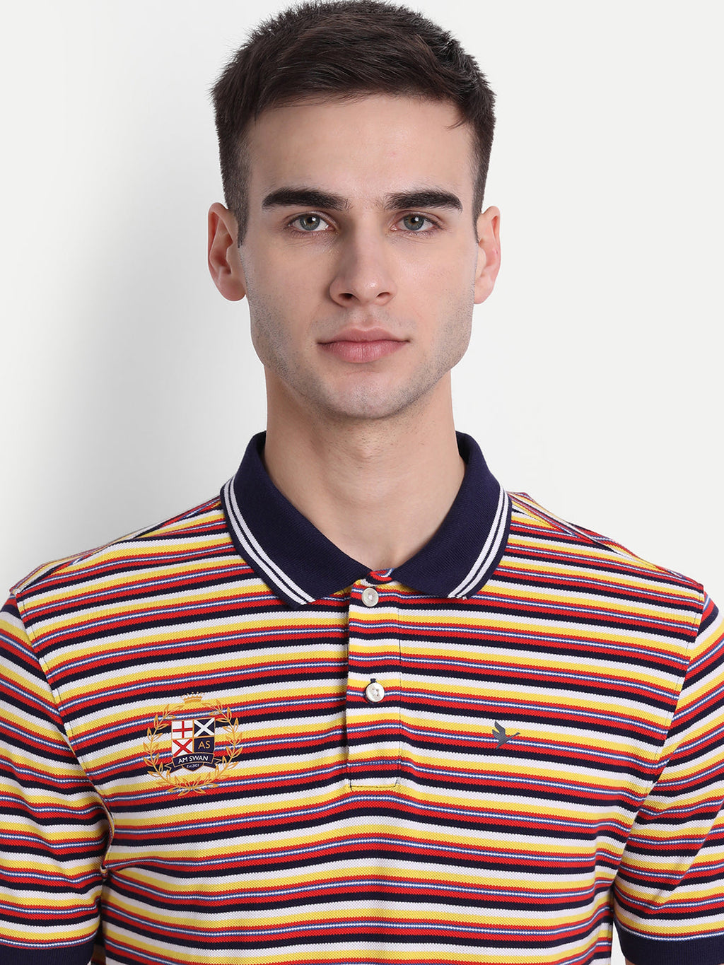 Mens Premium Cotton Striped Half Sleeve Collar T-Shirts