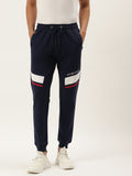 Mens Cotton Rich Lycra With Contrast Panel Printed Track Pants