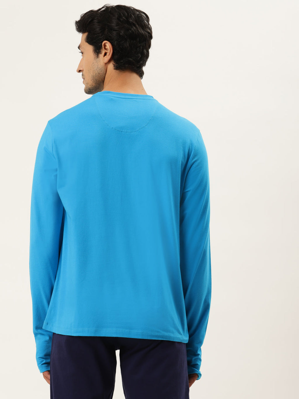 Mens Cotton Rich Lycra Solid Full Sleeve Crew Neck T-Shirts