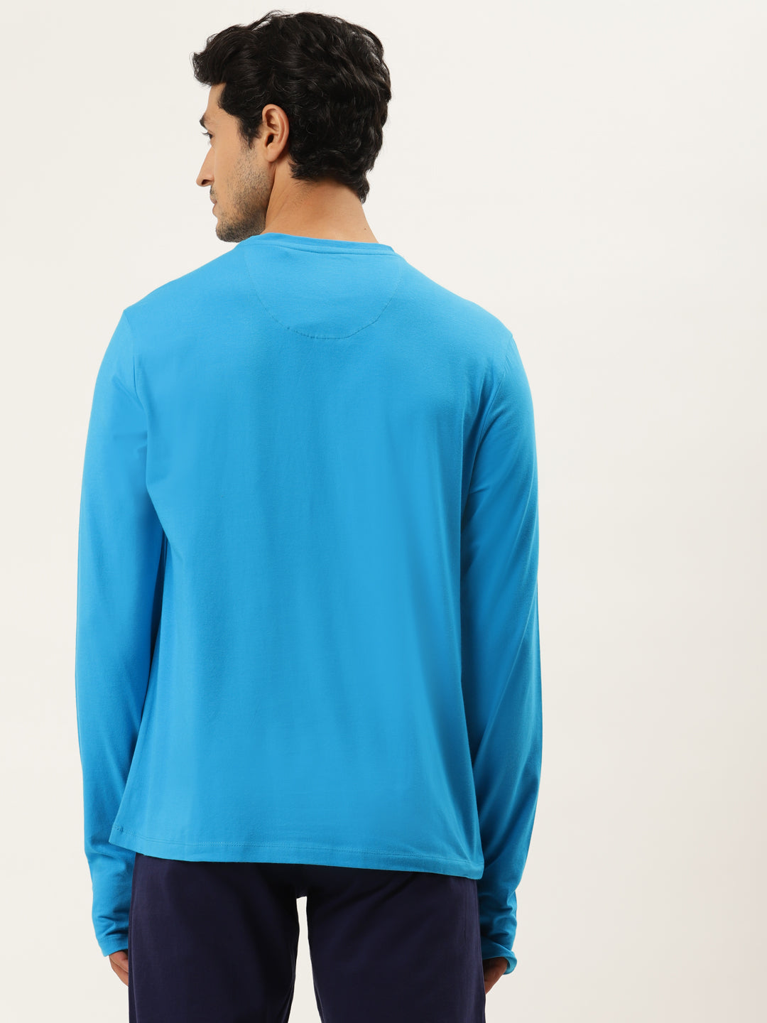 Mens Cotton Rich Lycra Solid Full Sleeve Crew Neck T-Shirts