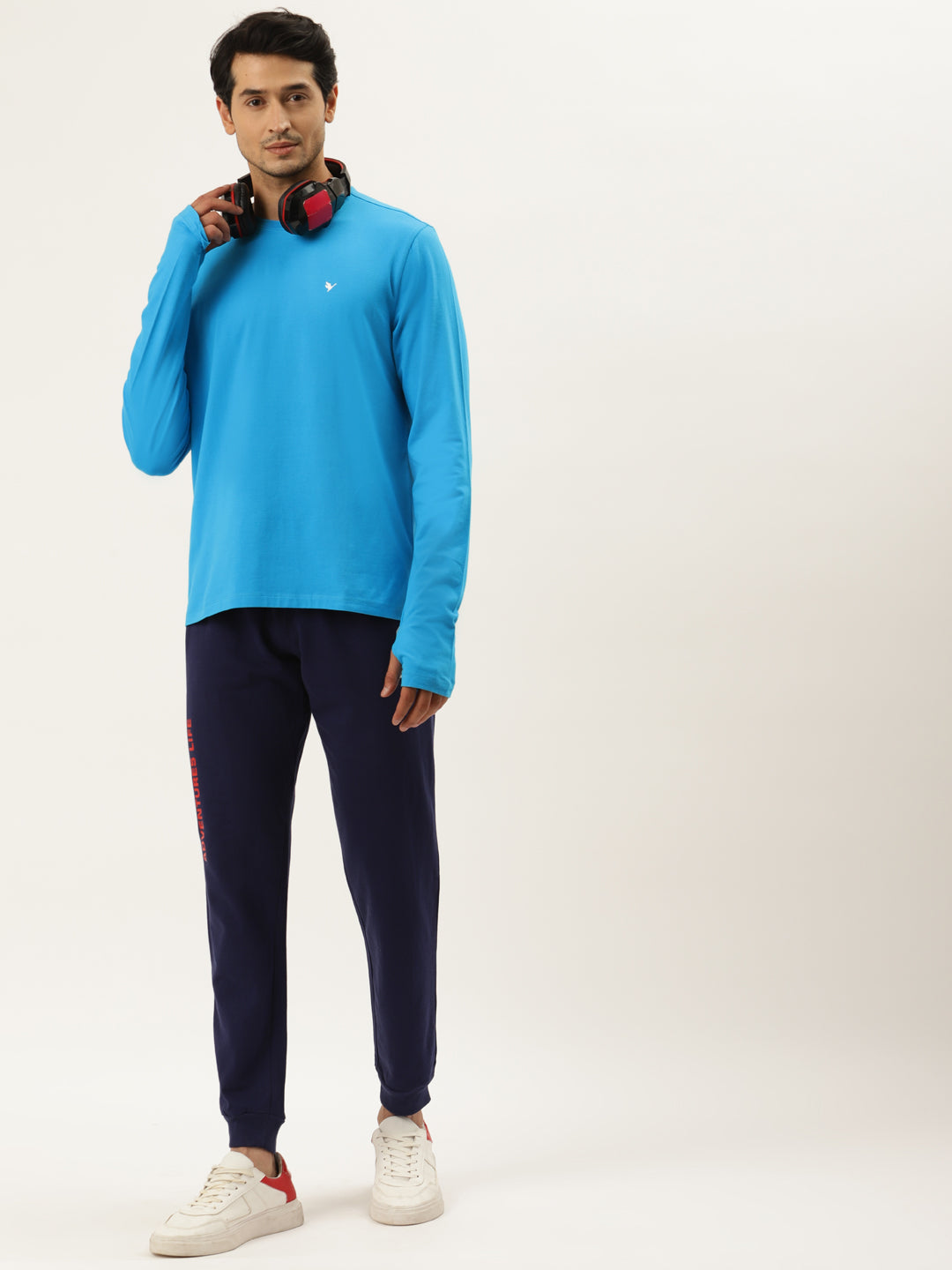 Mens Cotton Rich Lycra Solid Full Sleeve Crew Neck T-Shirts