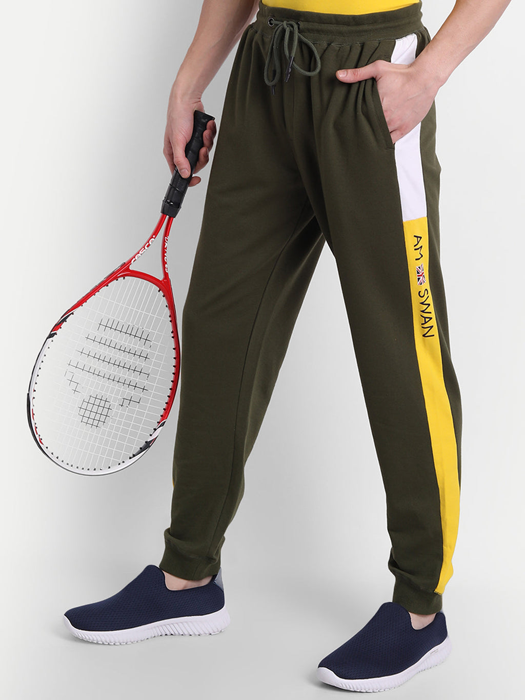 Mens Cotton Rich Lycra Colourblocked Printed Track Pant