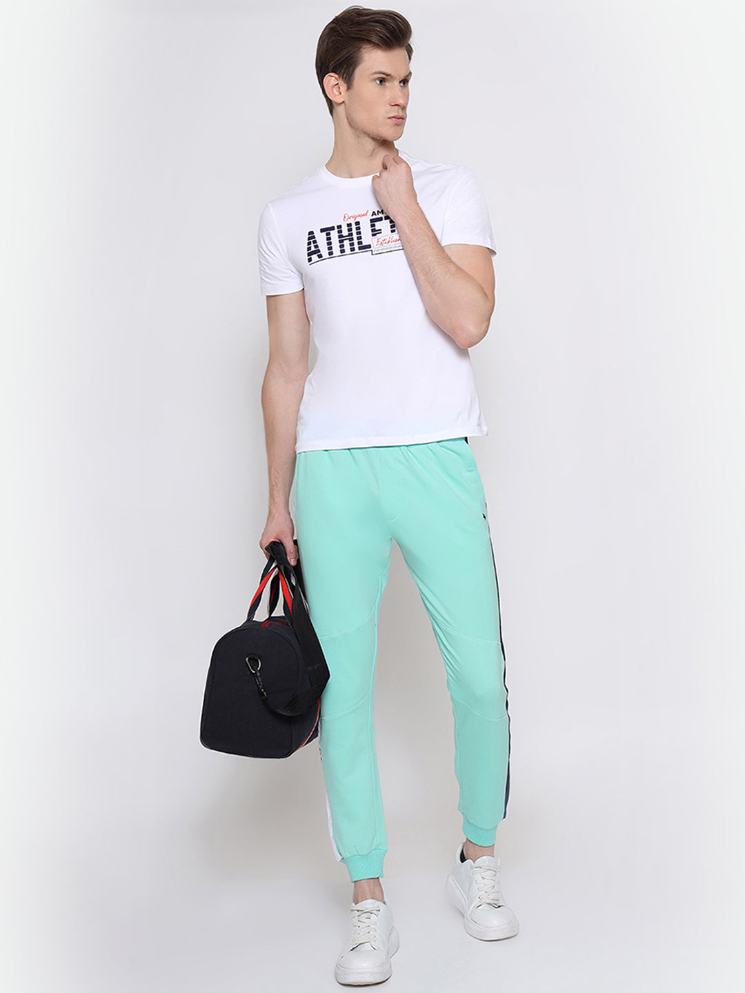 Mens Cotton Rich Lycra Straight Track Pant