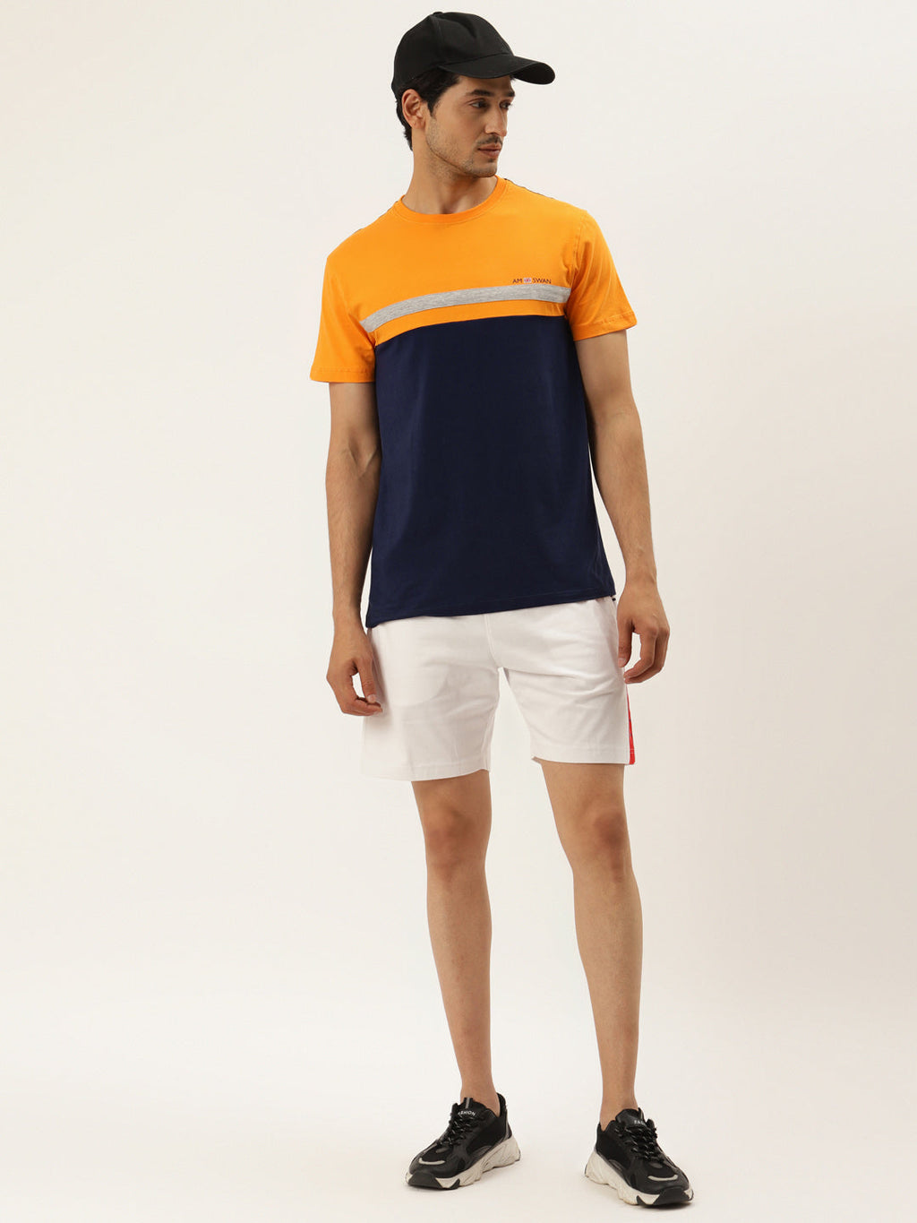 Mens Premium Cotton Lycra Colorblock Printed Half Sleeve Crew Neck T-Shirts