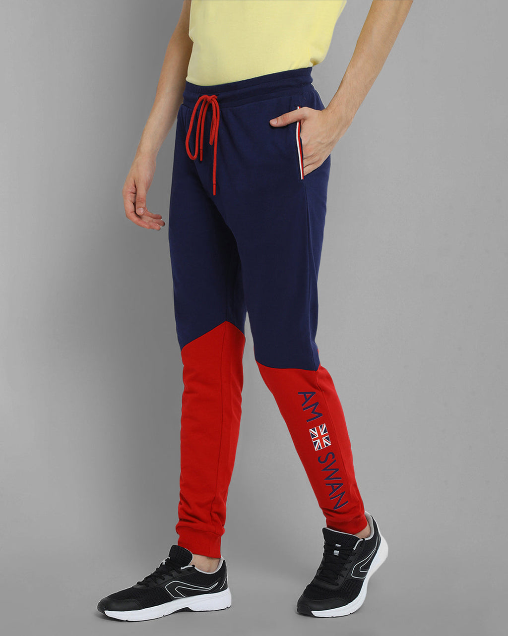 Mens Premium Cotton Colourblocked Printed Track Pants