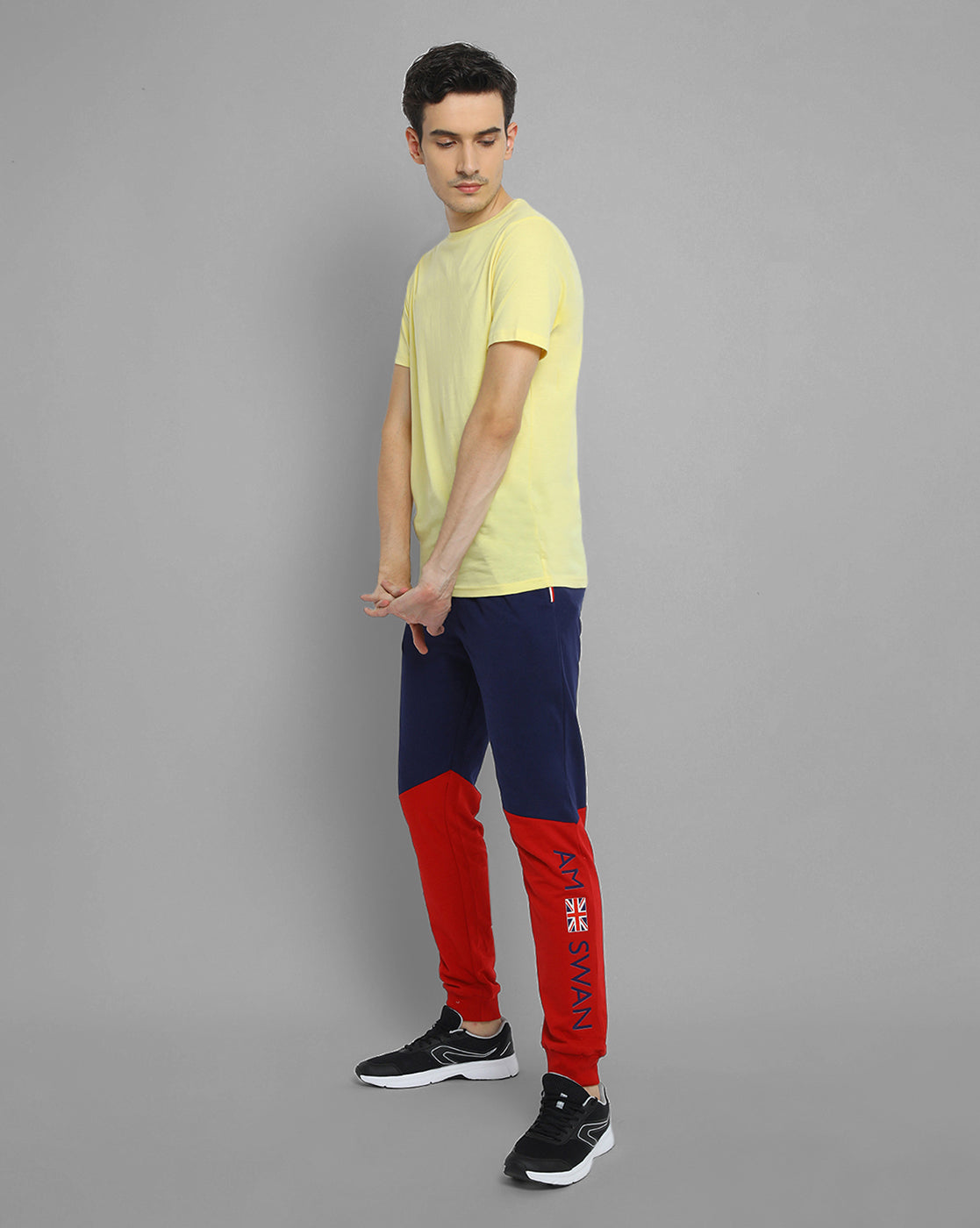 Mens Premium Cotton Colourblocked Printed Track Pants
