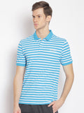 Premium Cotton Blue Striped Half Sleeve Polo
