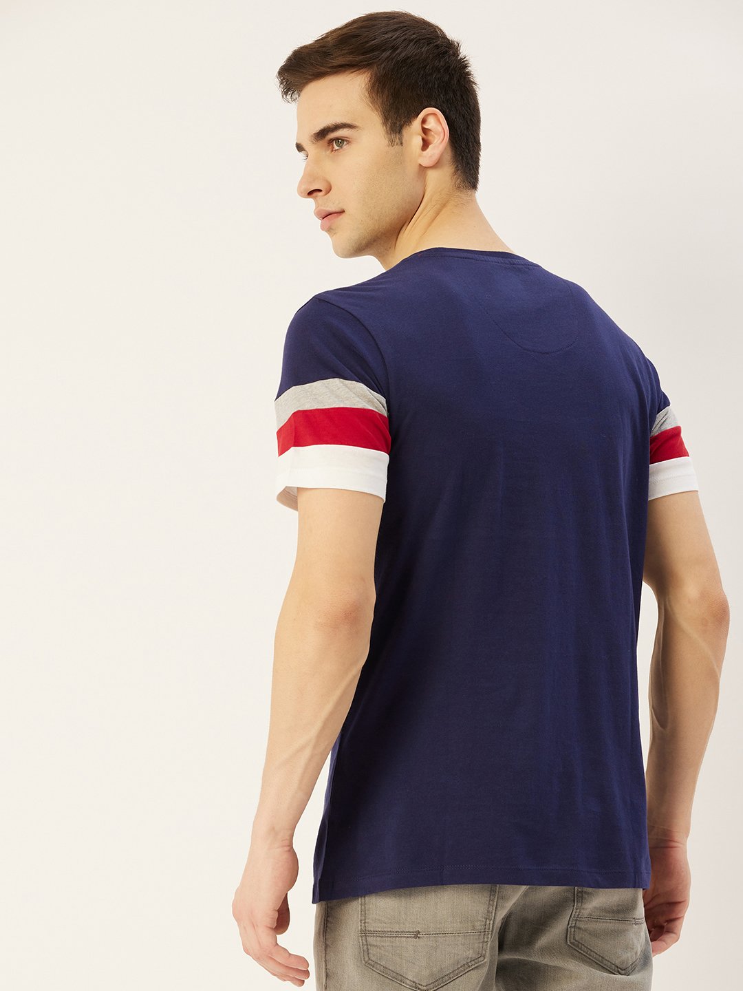 Mens Premium Cotton Colourblock Printed Half Sleeve Crew Neck T-Shirts
