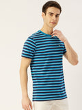 Mens Premium Cotton Striped Half Sleeve Crew Neck T-Shirts