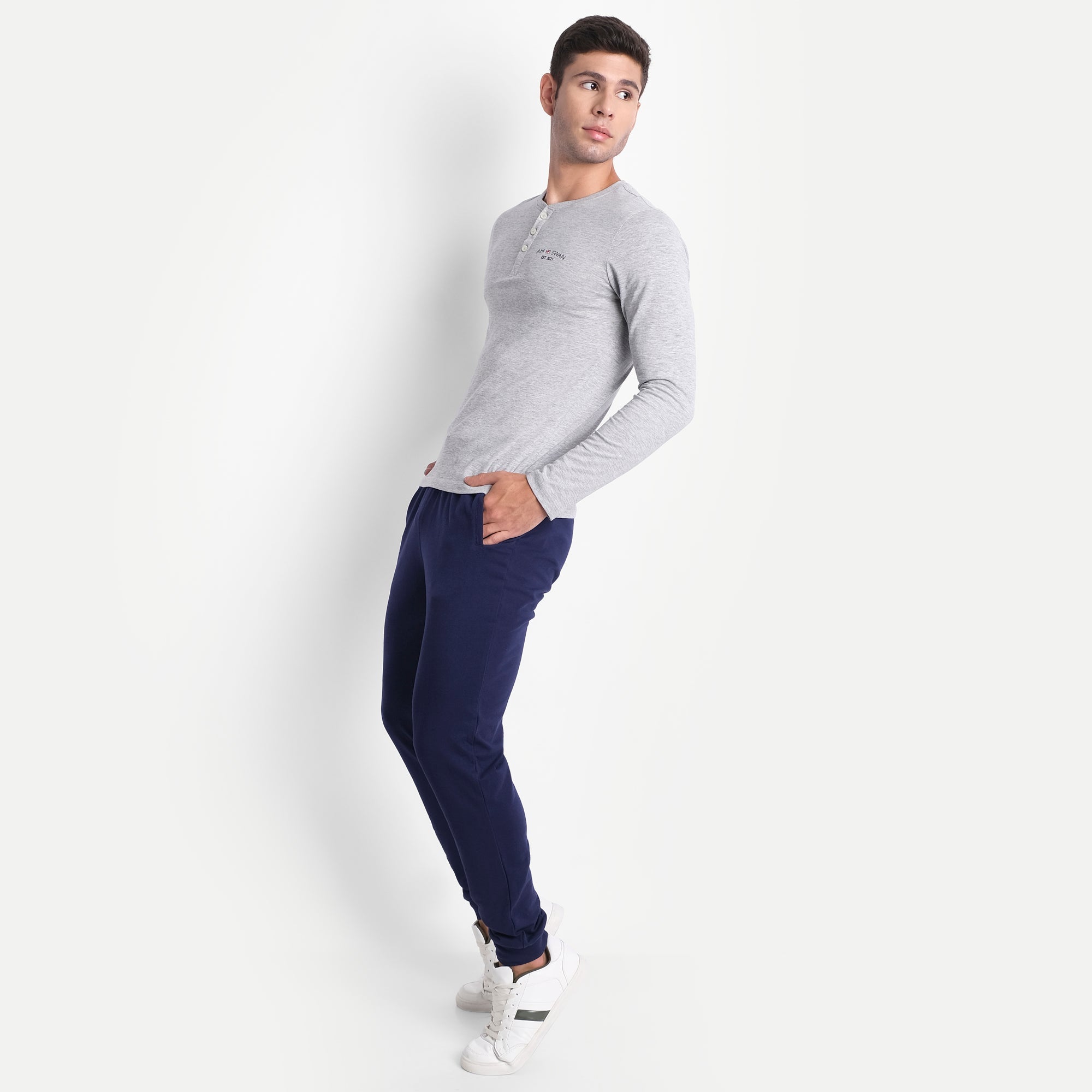 MENS PREMIUM COTTON PRINTED FULL SLEEVE HENLEY T-SHIRTS