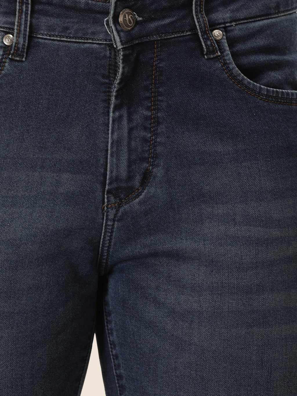 Amswan Premium Men'S Blue Dirty Wash Classic Fit Jeans