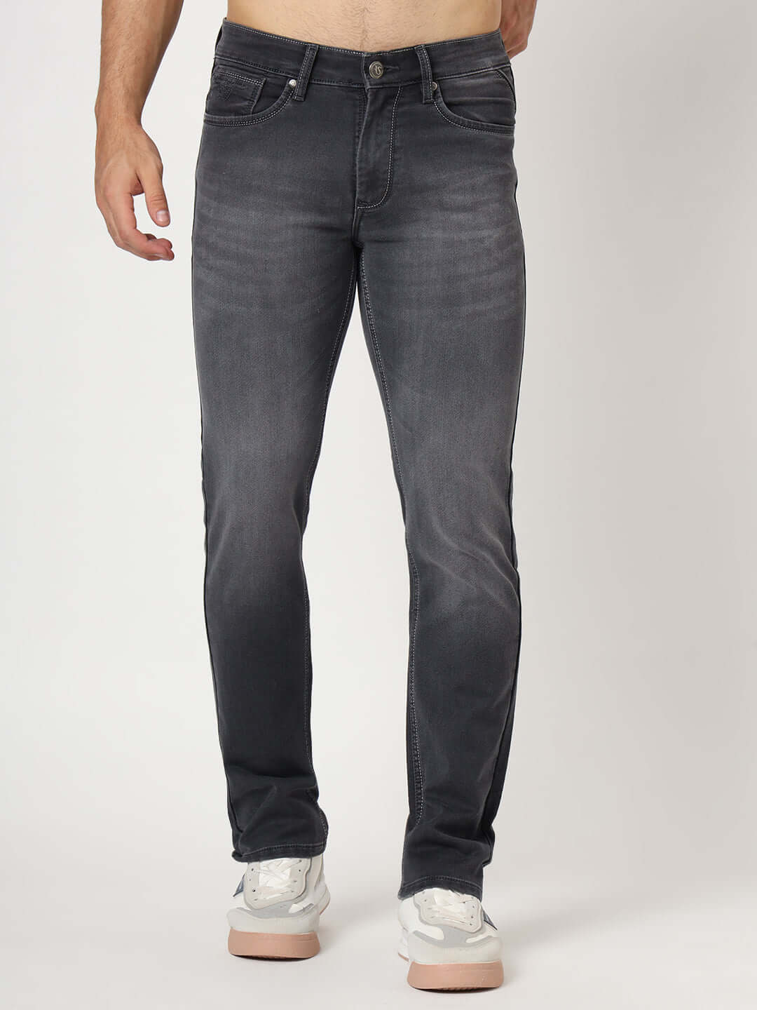 Premium Men'S Charcoal Relaxed-Fit Jeans