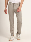 Premium Cotton Stretch Smoke Grey Solid Men'S Regular Fit Trouser