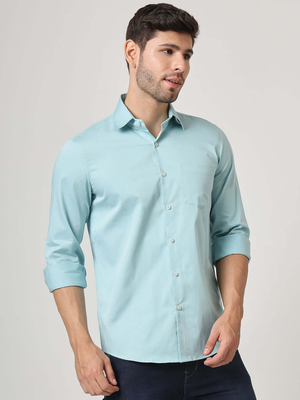 Premium Cotton Satin Sky Blue Shirt
