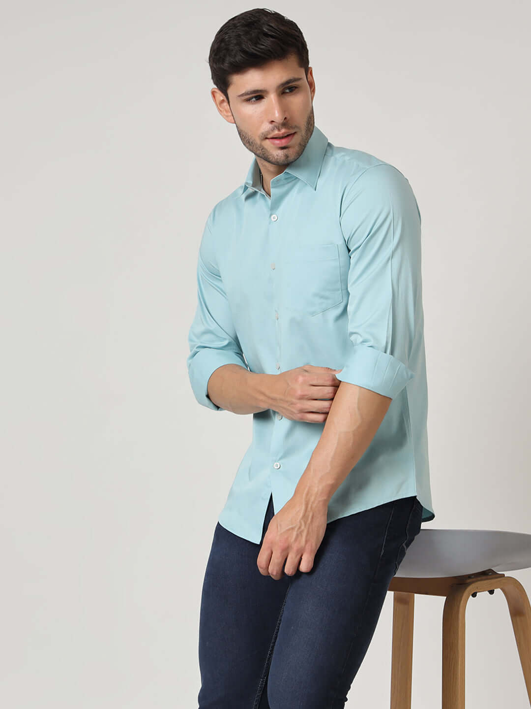 Premium Cotton Satin Sky Blue Shirt