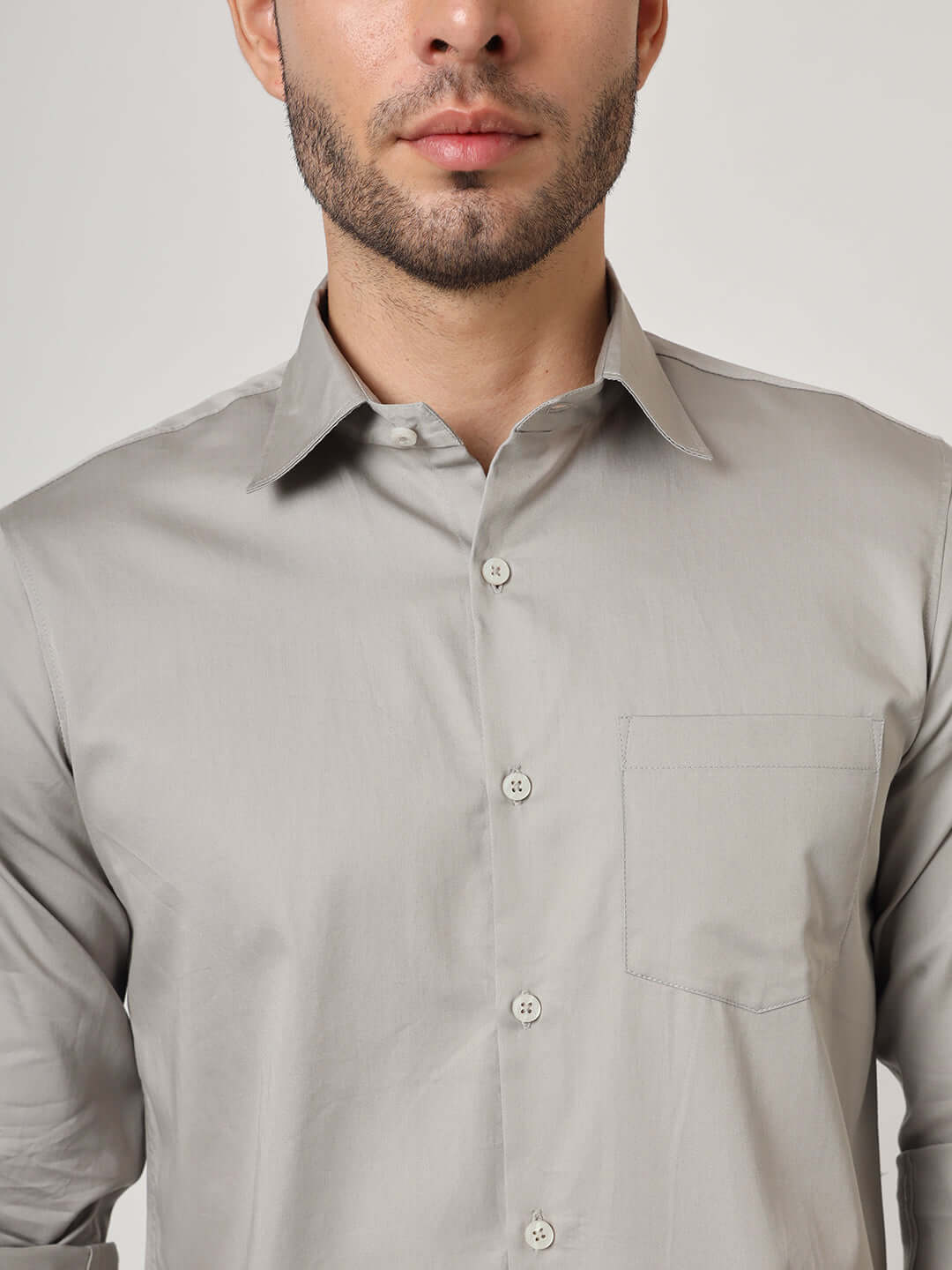 Premium Cotton Satin Grey Shirt