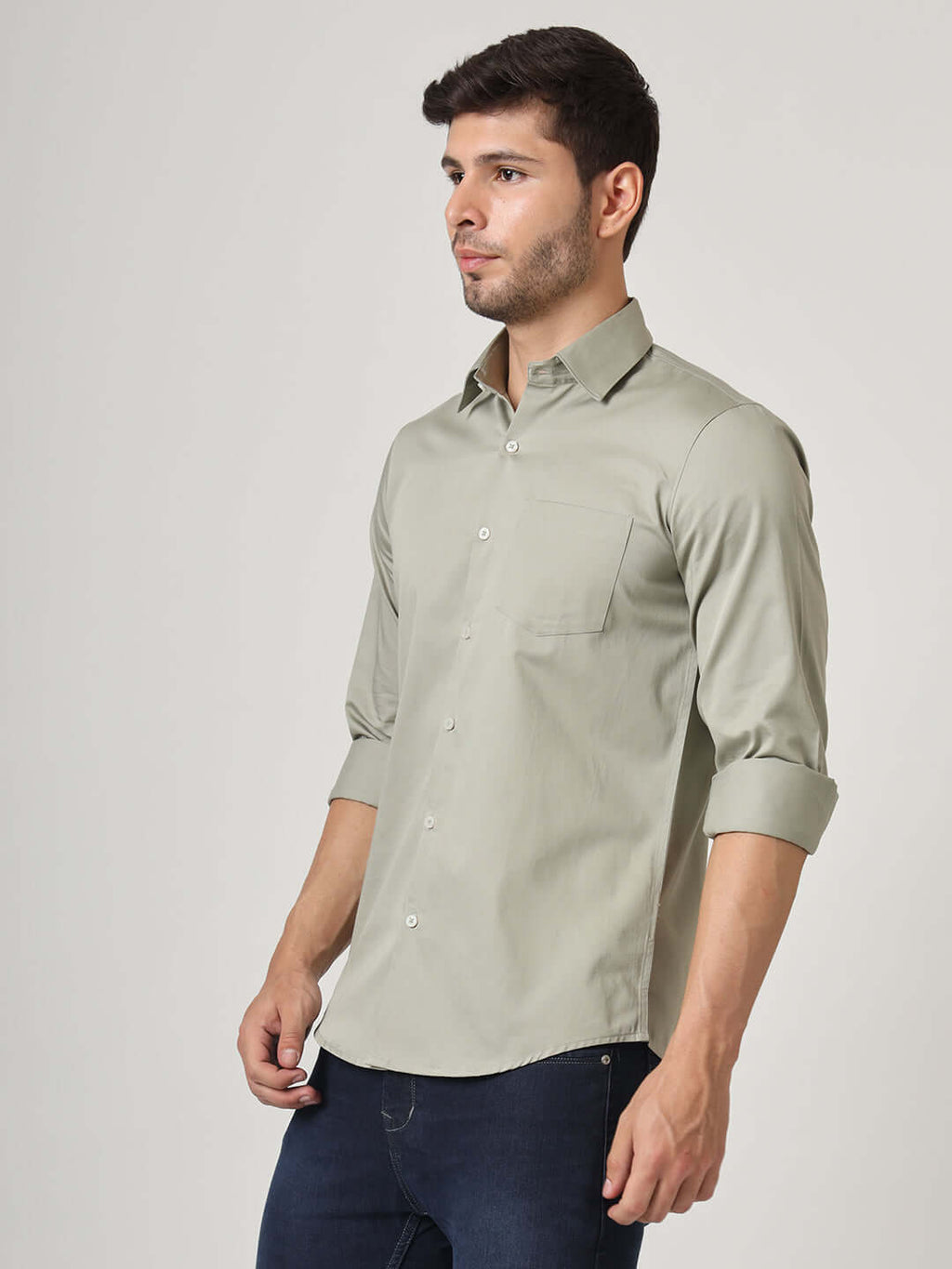 Premium Cotton Satin Khakhi Shirt